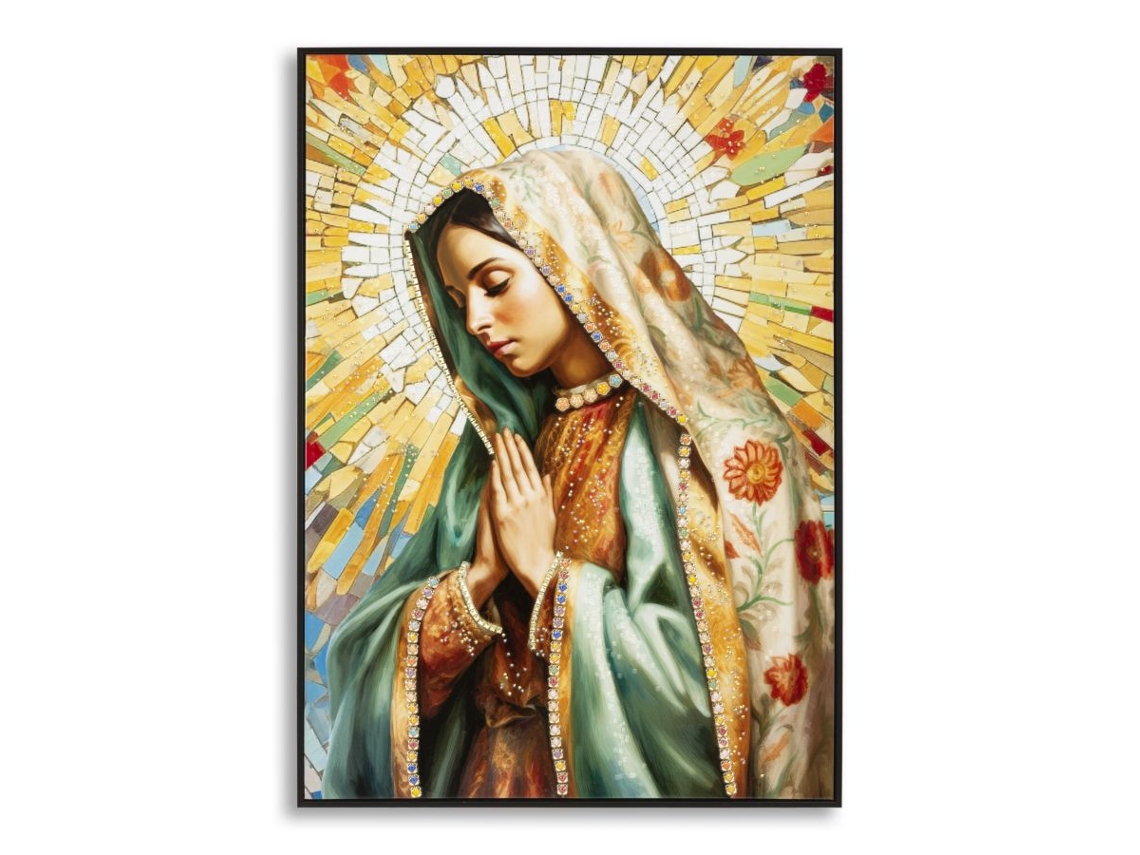 Pintura Sobre Tela Lacado Madonna -a- Com Moldura Cm 72x4x102