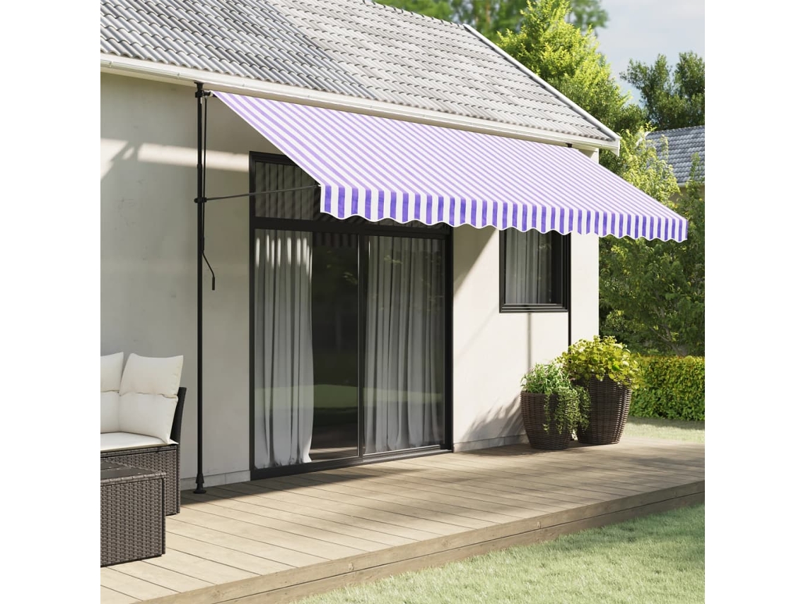 Vidaxl Tecido De Substituição Para Sanefa De Toldo 380x20 Cm Riscas Azul/branco