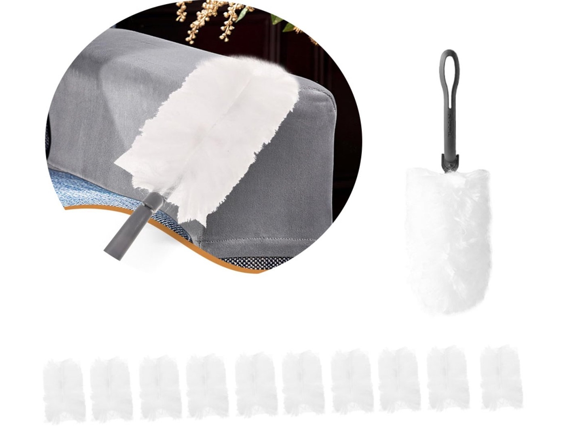 Escova Electrostática Microfibra 34cm Com 10 Panos, Antiestática, Para Pó E Teias