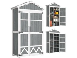 Caseta Of Garden Of Wood 105x55x179 Cm Wardrobe For Herramientas With 4 Shelves Ceiling Of Metal Steel Gray
