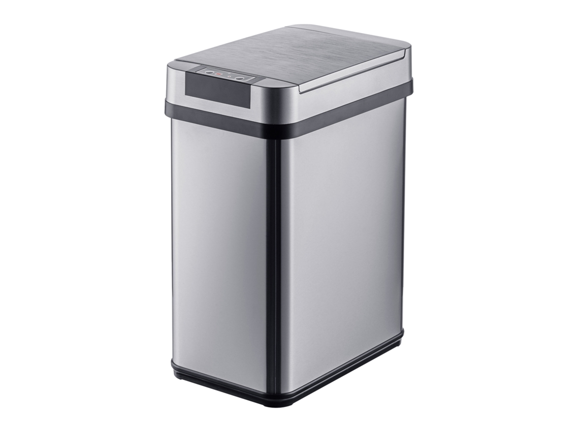 Relaxdays Contentor Com Sensor, 12 L, Tampa Automática, Suporte Para Sacos, Aço Inox, Para Cozinha, Prateado