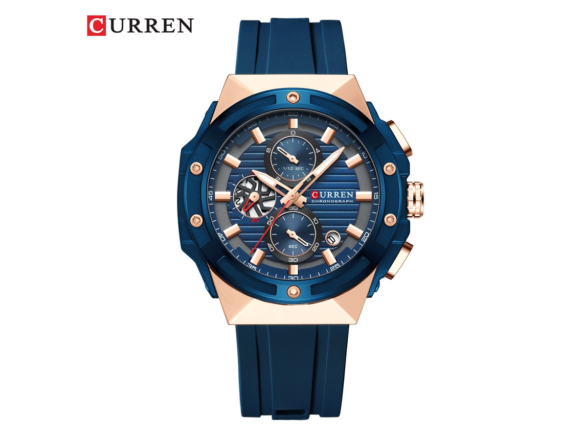 Relógio Masculino Esportivo Multifuncional com Pulseira de Silicone, Seis Ponteiros, Calendário e À Prova D'água. MDUG (azul)