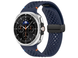 Bracelete para Samsung Galaxy Watch 8 / 8 Classic Silicone Respirável com Padrão Colmeia e Fivela Magnética Preta Azul Meia noite XIAOMOYU