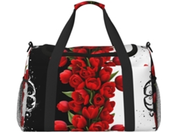 Mala de viagem impermeável com rosas vermelhas para homens e zíper