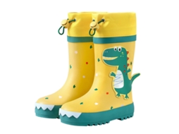 Botas De Chuva Infantis Antiderrapantes Dinossauro De Desenho Animado Borracha Impermeável Sapatos Altos De Chuva Para Meninos Meninas Amarelo E Verd