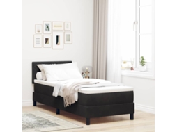 Vidaxl Cama Box Com Almofada Com Cabeceira Preto 80 X 200 Cm Veludo