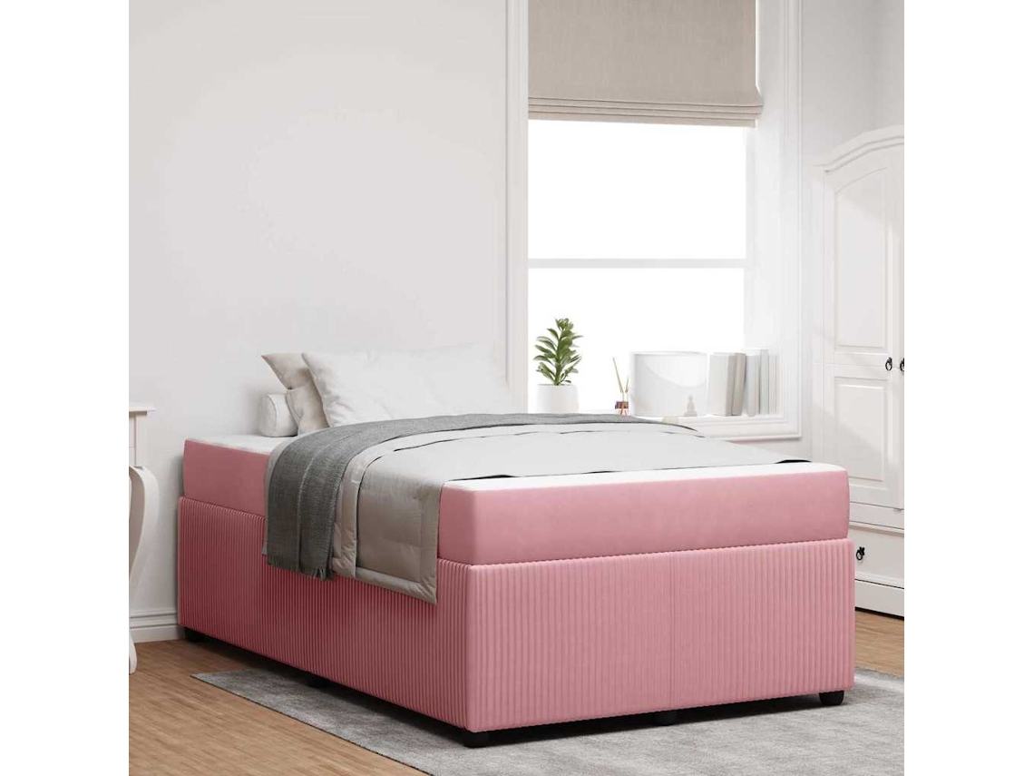 Vidaxl Estrutura Da Cama Rosa 120 X 190 Cm Tecido