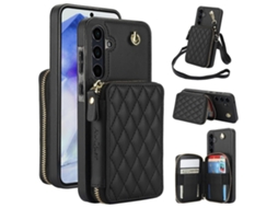 Capa De Celular Awquer Com Zíper E Estampa De Losangos Em Couro Para Samsung Galaxy A55 5g