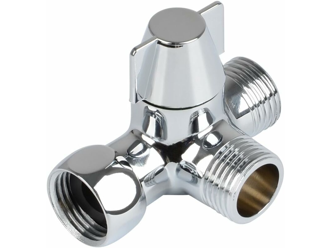 Interruptor De Chuveiro De 3 Vias, Latão Maciço, Rosca 12, 7 Mm, Cromado Polido