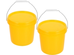 Conjunto De 2 Baldes Com Tampa Plástica À Prova De Vazamentos, 5l, Multifuncional E Leve.