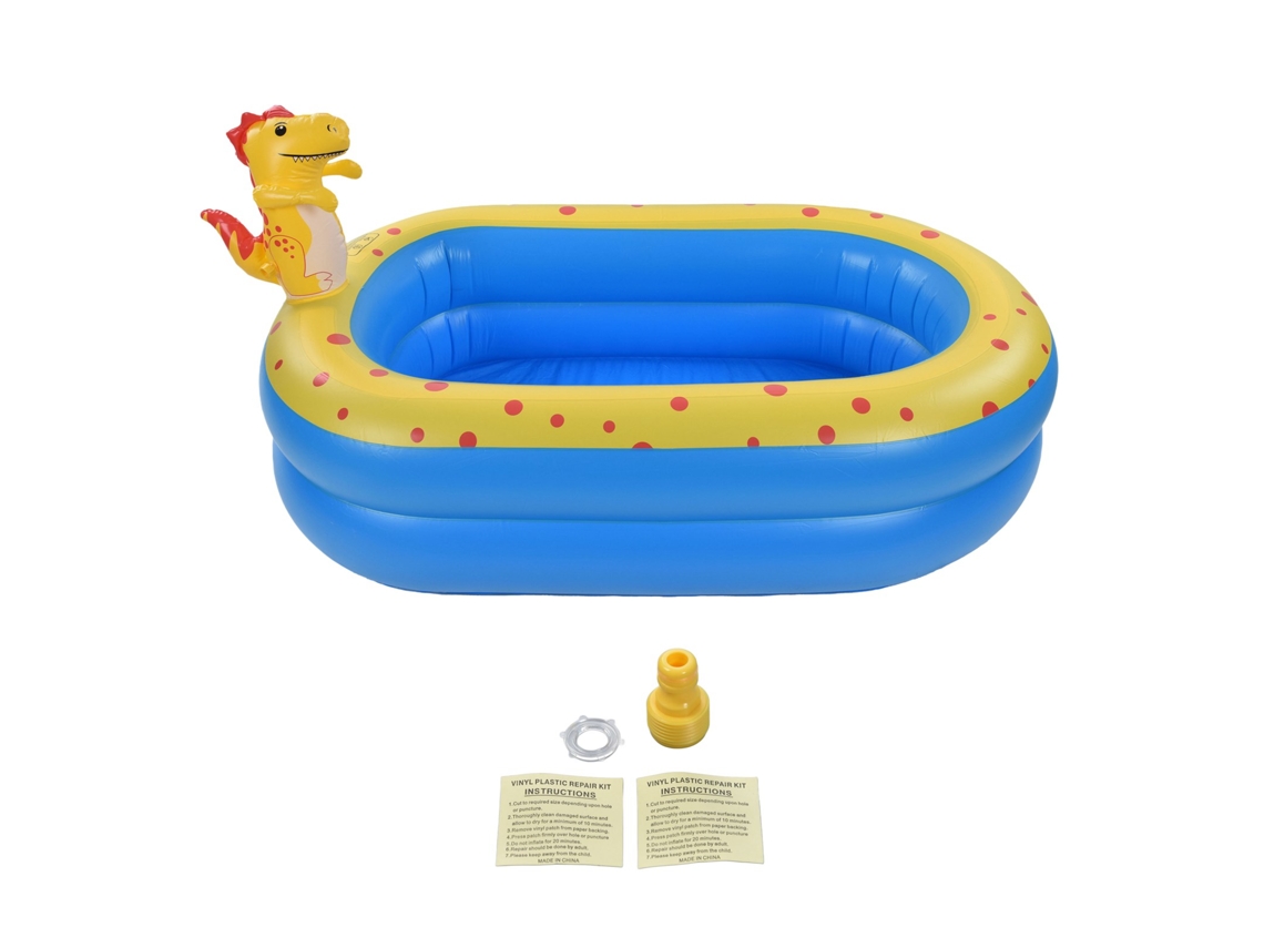 Mali piscina Inflável Infantil Dinossauro 42x41x32in para Brincar de Água com Camada Dupla