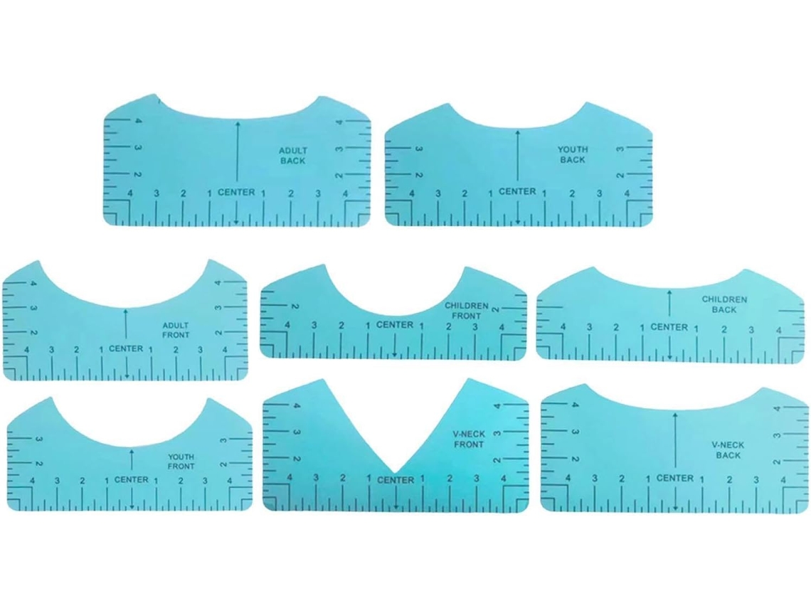 Régua de Calibração para Camisetas Oshhni, 8 Peças, Suprimentos para Aplicação de Vinil com Cola Quente, Azul