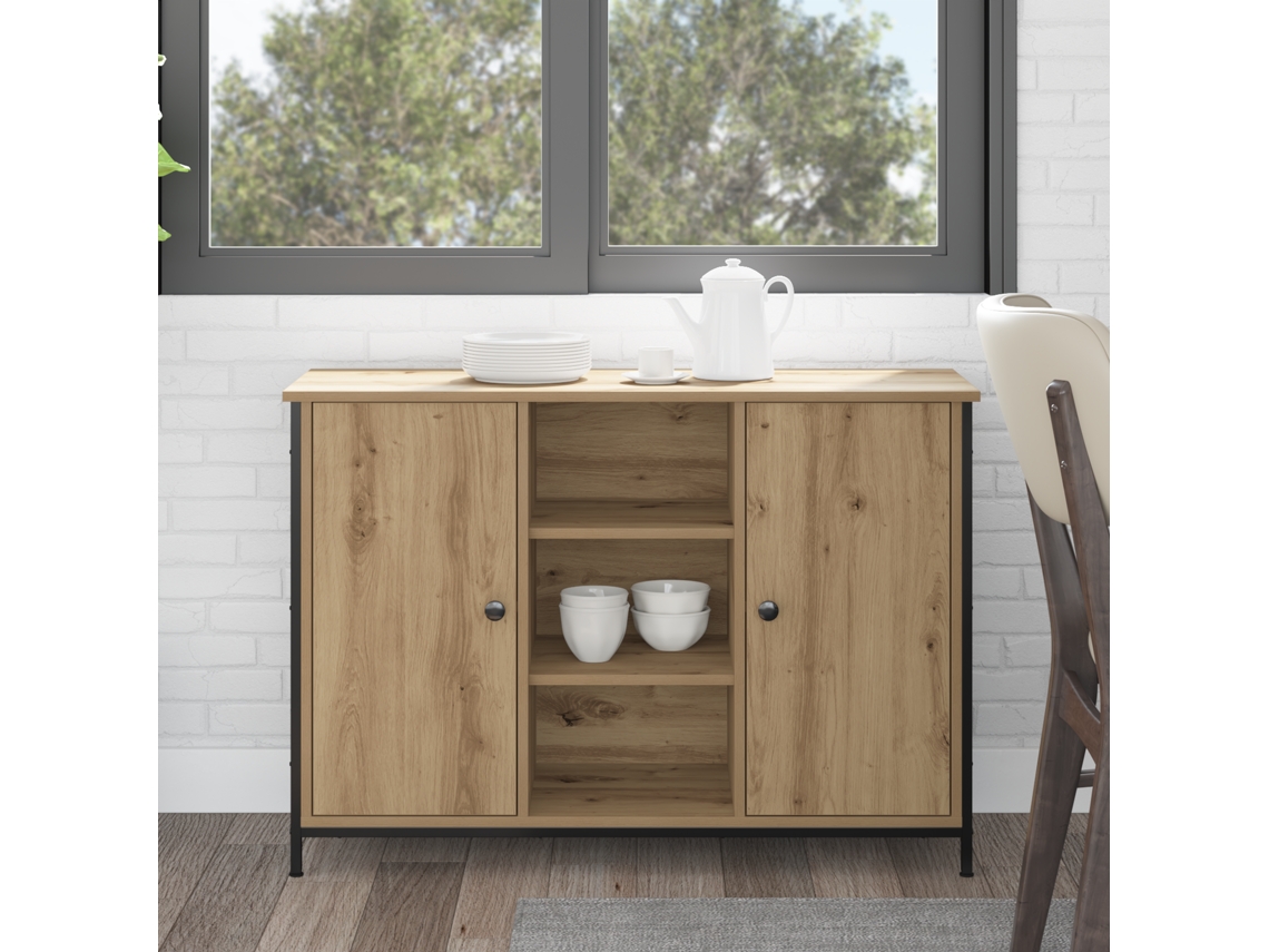 Aparador Artisan Roble 100x35x70 cm Madera de Ingeniería y Acero