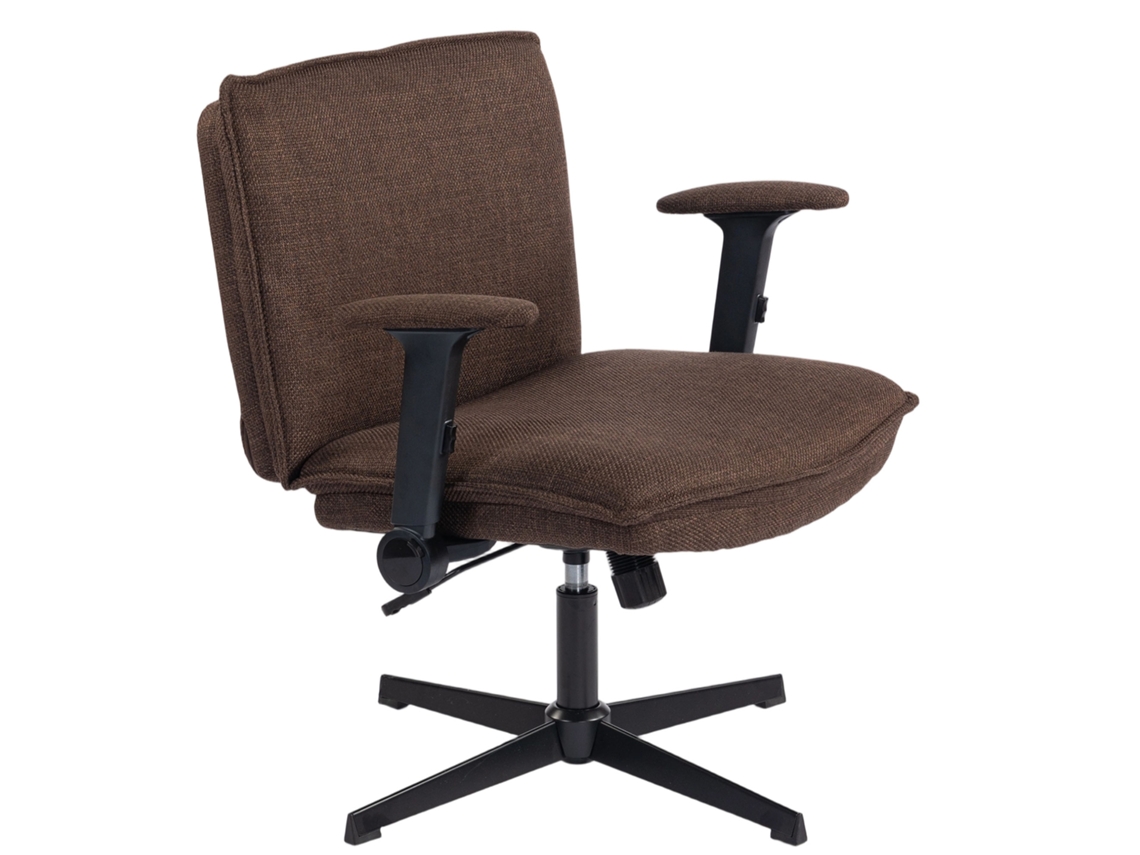 Cadeira De Escritório Com Apoios De Braço Rebatíveis Assento Altura Ajustável Função Basculante 76x70x85-97 Cm Castanho