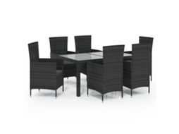 Outdoor Dining Set, Outdoor Dining Sets Vidaxl Preto Rattan / Vime (150 Cm Table Length)