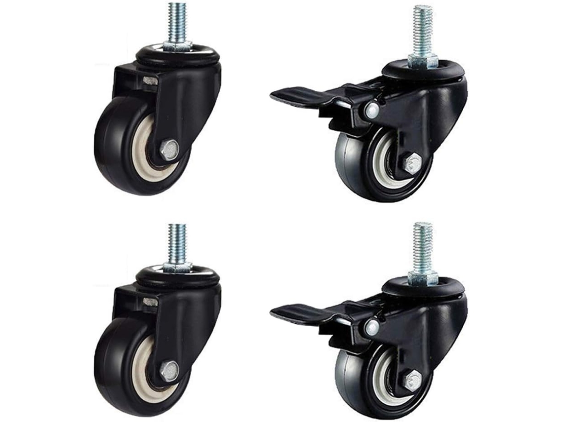 Rodízios Giratórios Para Móveis, Conjunto De 4 Peças, 8 Mm, 0,31 Polegadas, Com Freio