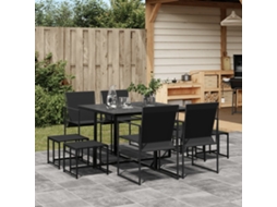 9 Pcs Conjunto De Jantar Para Jardim Textilene Preto Dkd Home Decor
