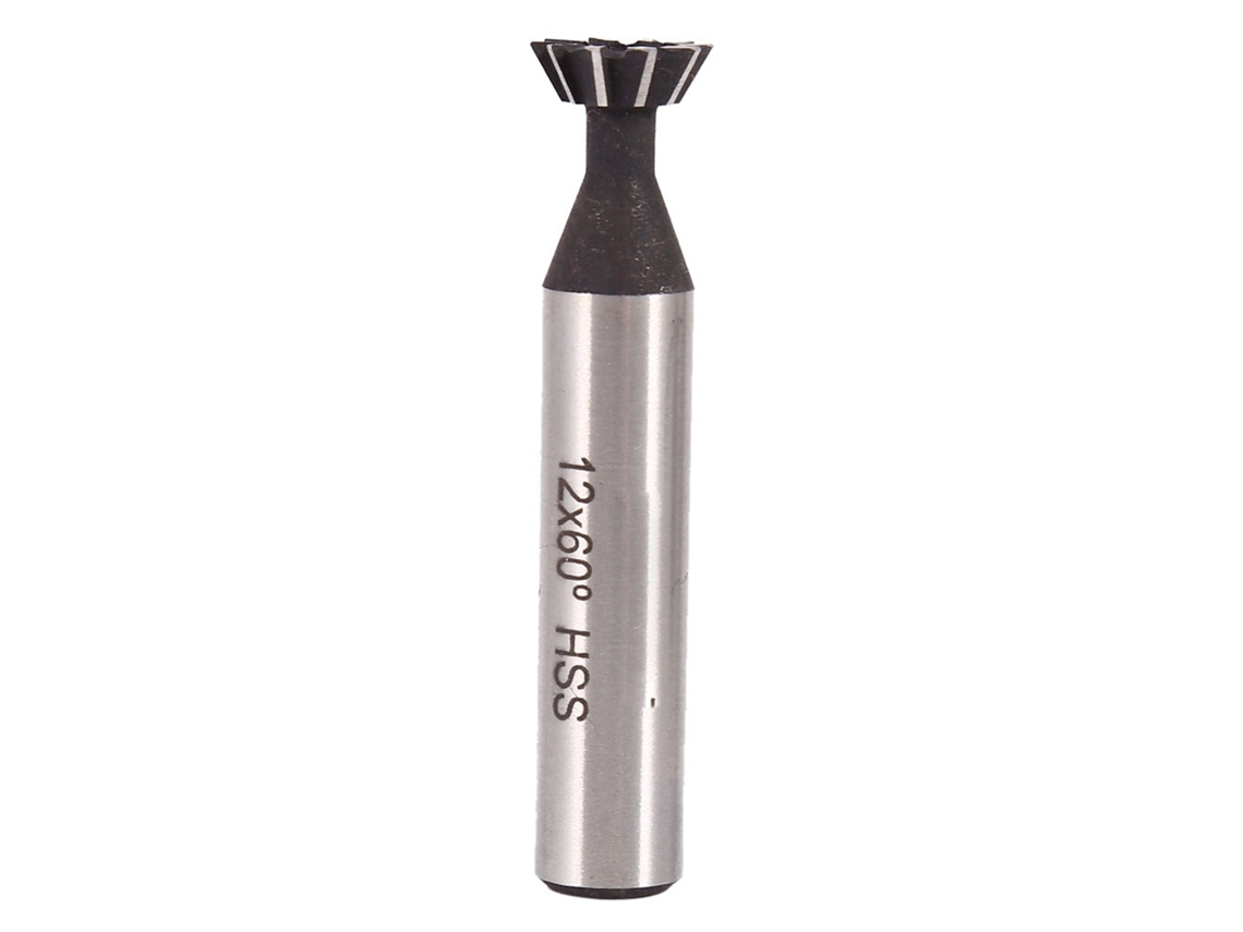 Broca De Fresadora Dovetail 12mm 60 Graus Hss Bilamelar Para Carpintaria E Mecânica