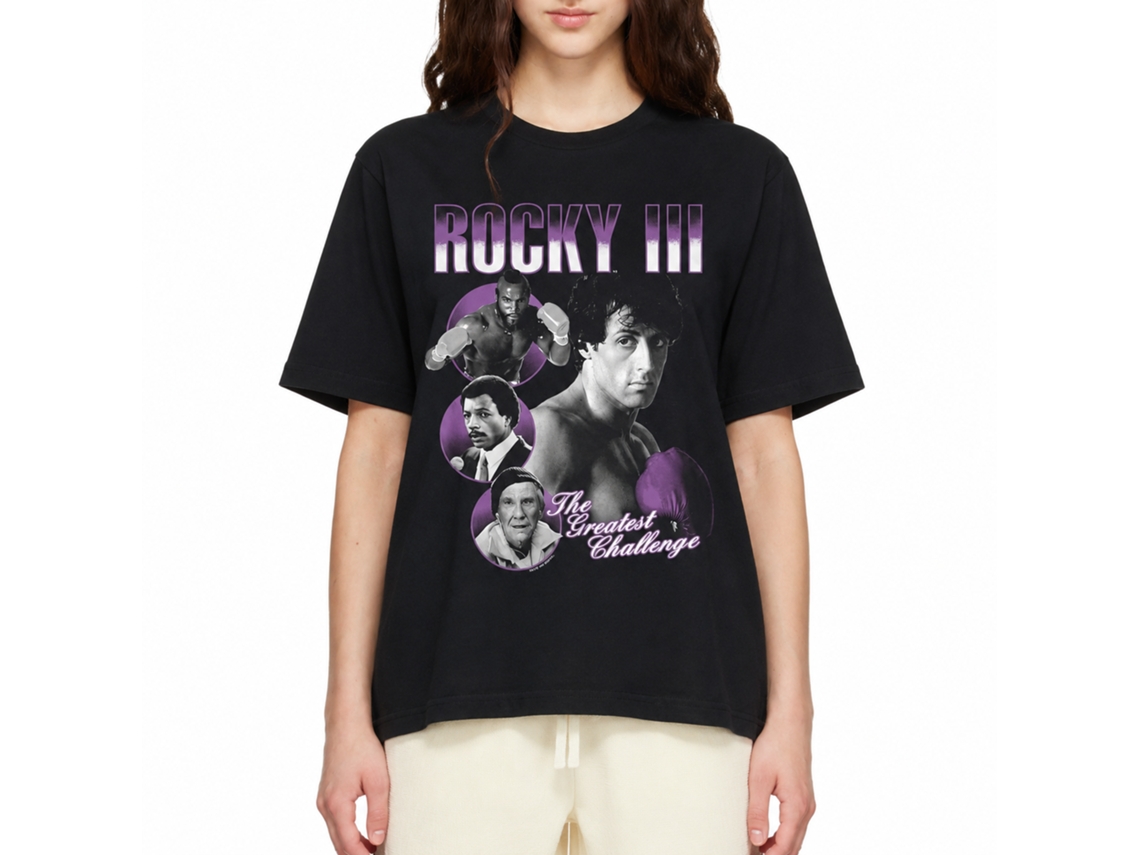 Rockinstone Rocky Movie The Greatest Challenge Black Adult T-shirt Size:m