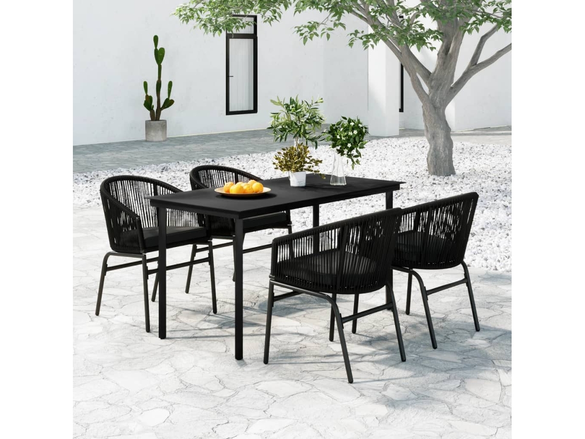 Vidaxl 5 Pcs Conjunto De Jantar Para Jardim Preto