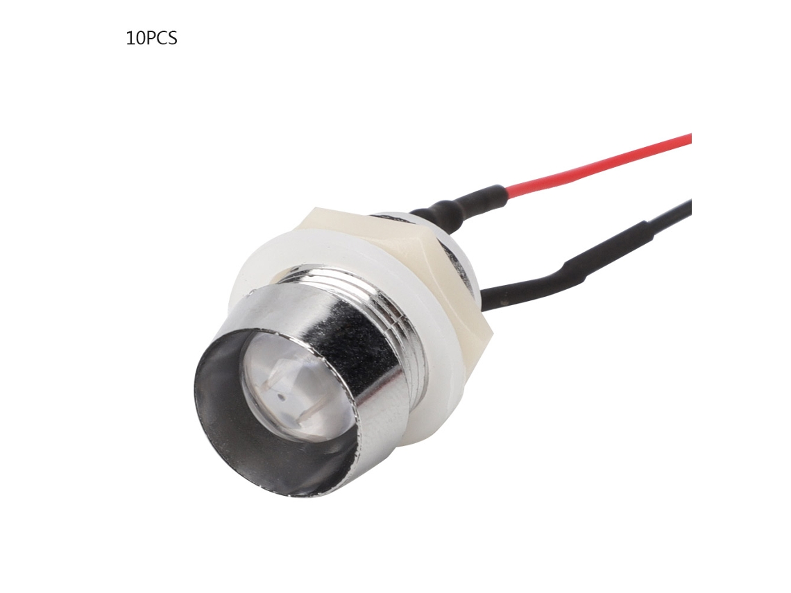 DIODE Emissora de Luz 24V com Cabo 20cm 10mm Suporte Branco e Verde Jade S/MARCA