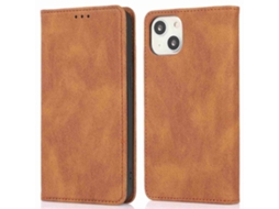 Capa Quedas Para Iphone 14 Pele Sintética Magnética Castanho