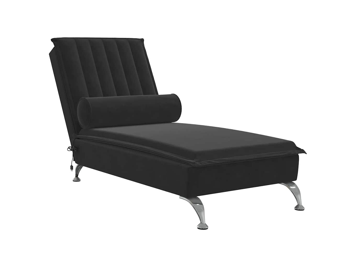 Chaise Lounge de Massagem com Rolo Veludo Preto MAISON EXCLUSIVE