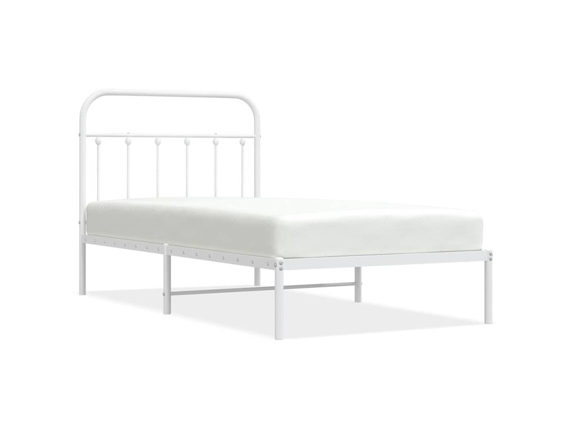 Estrutura de Cama com Cabeceira Metal Branco MAISON EXCLUSIVE 100x190 cm