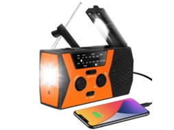 Rádio Meteorológico de Emergência de 2000mah com Bateria Externa, Carregamento Solar, Manivela, Alarme Sos AQUAFORGE