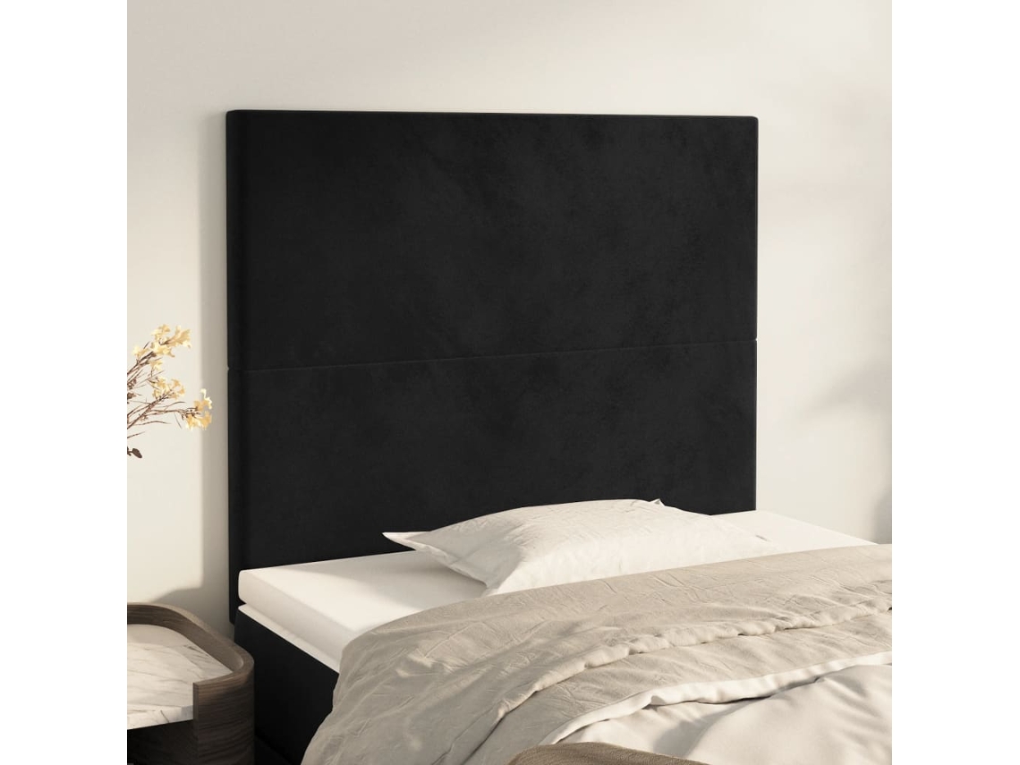 Vidaxl Cabeceira Preta 80x5x118/128 Cm Veludo