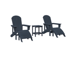 Conjunto 3 Cadeira De Jardim Vidaxl Azul-marinho Polietileno (83 X 74 X 92 Cm)