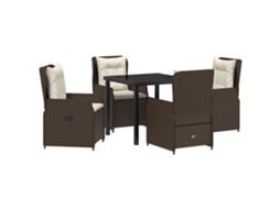 Conjunto 5 De Jantar Para Jardim Vidaxl Rattan Polido Marrom