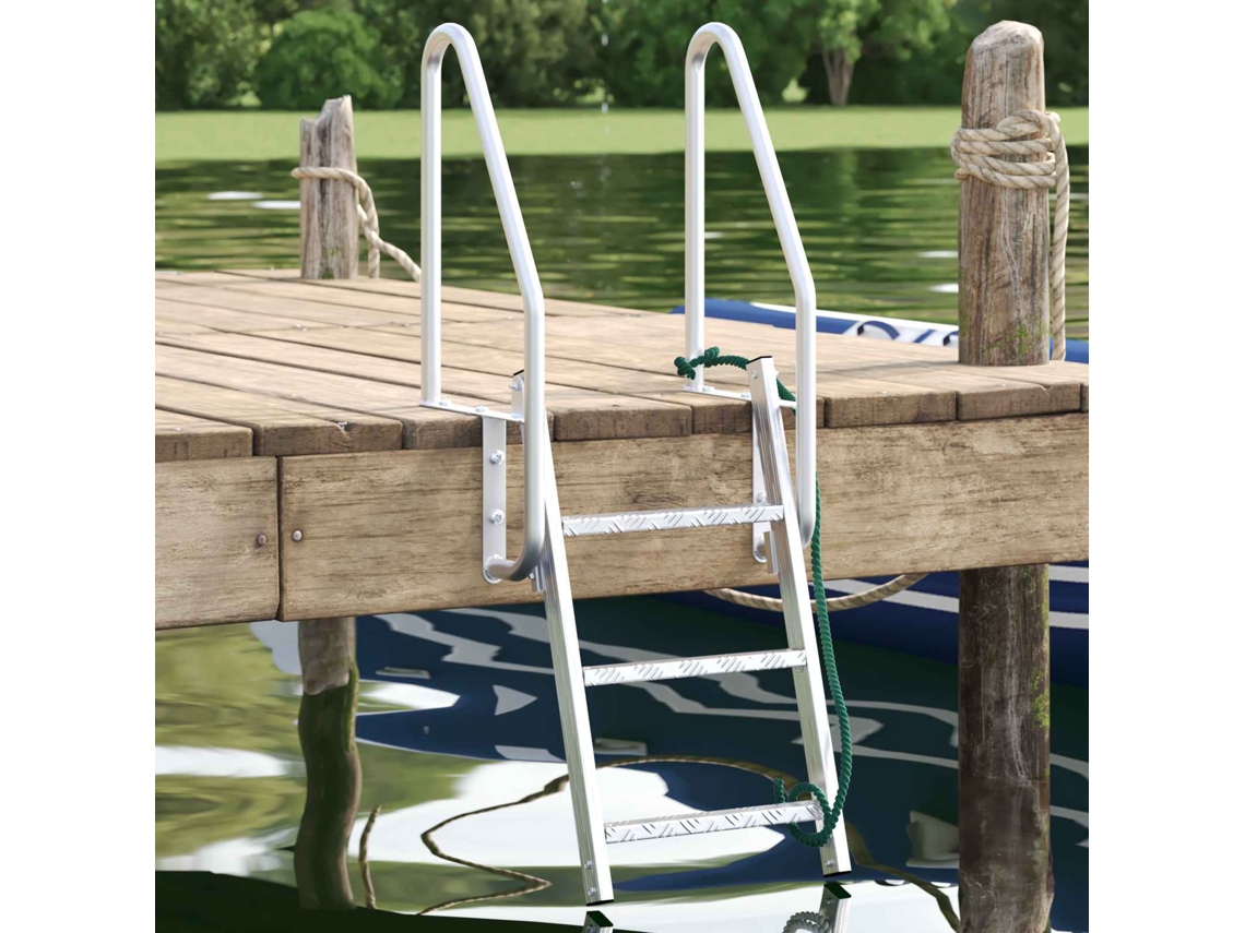 Vidaxl Escada De Dock Em 3 Etapas Prateado 58 X 77 X 144 Cm Alumínio