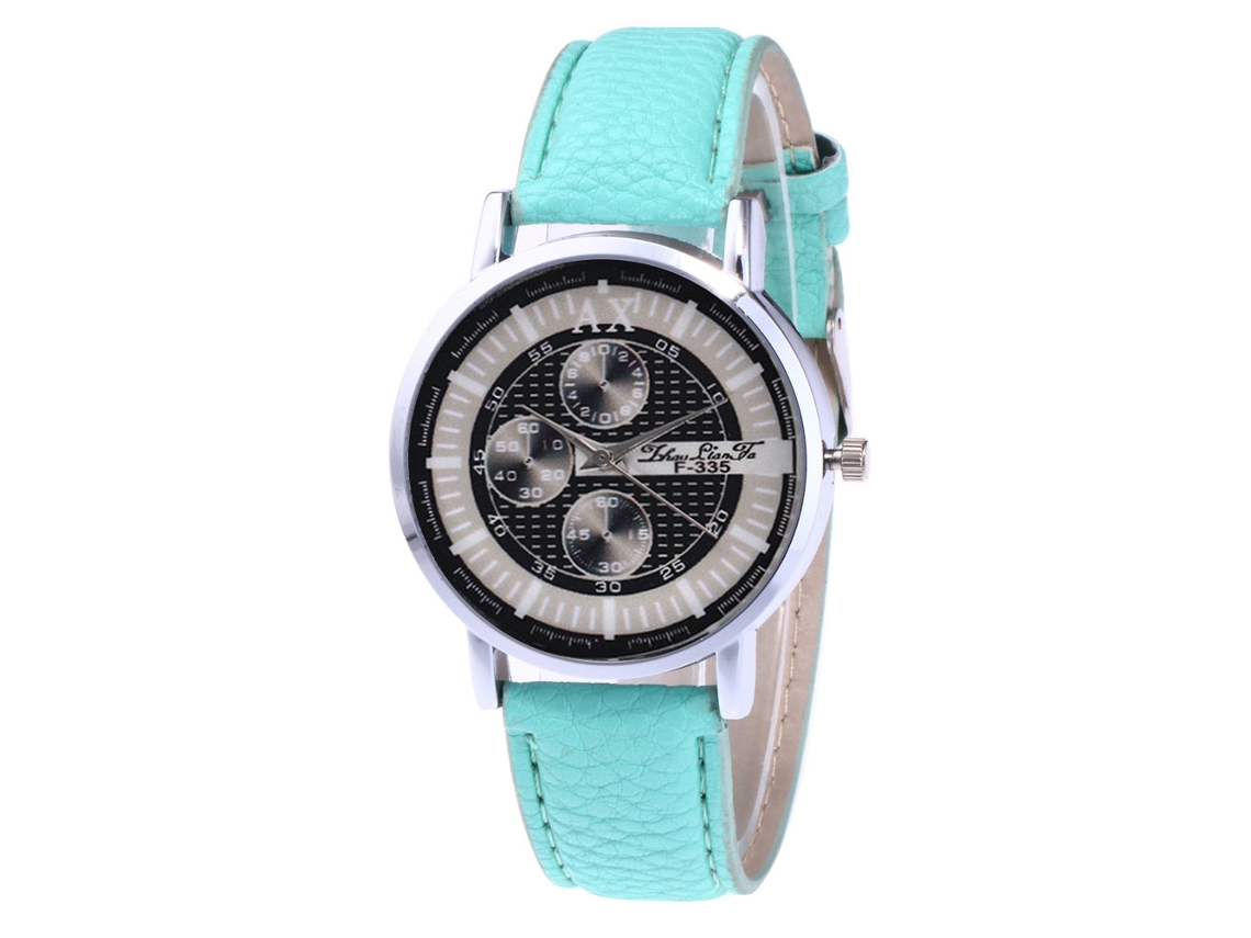 Relógio de pulso masculino Zhoulianfa com mecanismo de quartzo e pulseira de couro PU (cor menta)
