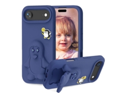 Capa Para Iphone Air Em Eva Resistente A Impactos Com Suporte, Modelo Penguin Baby.