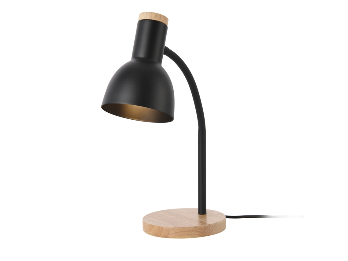 Candeeiro de Mesa Woodley Design Industrial 1X E14 40 W Metal Madeira 37 X 15 X 15 Cm Preto e Madeira LUX.PRO.