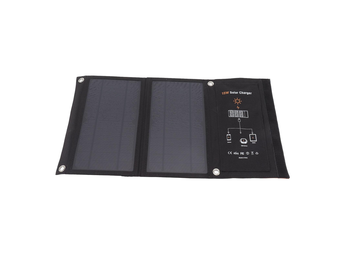 Carregador De Painel Solar Monocristalino De 15 W Com Duas Portas Usb, Carregador De Painel Solar Dobrável Para Áreas Externas, Preto Olysi Shop