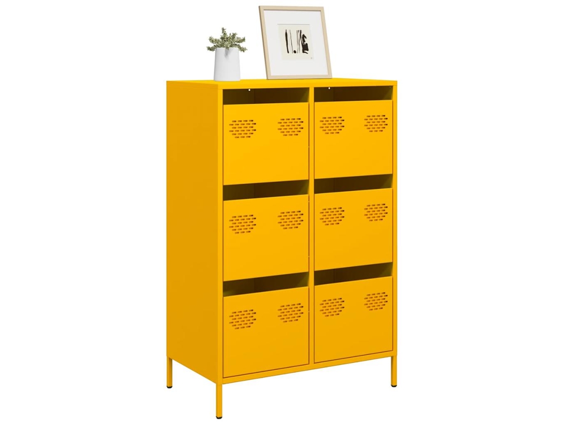 Vidaxl Móvel Alto 68x39x101,5 Cm Aço Amarelo Mostarda