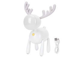 Luz Noturna Led Cervo Carregável Usb Cor Branco Cartun