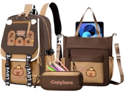 Mochilas Escolares Para Meninas Mochila Escolar Fofa Com Estampa De Capivara, Grande Capacidade,