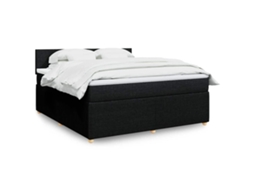 Vidaxl Cama Com Molas/colchão 180x200 Cm Tecido Preto