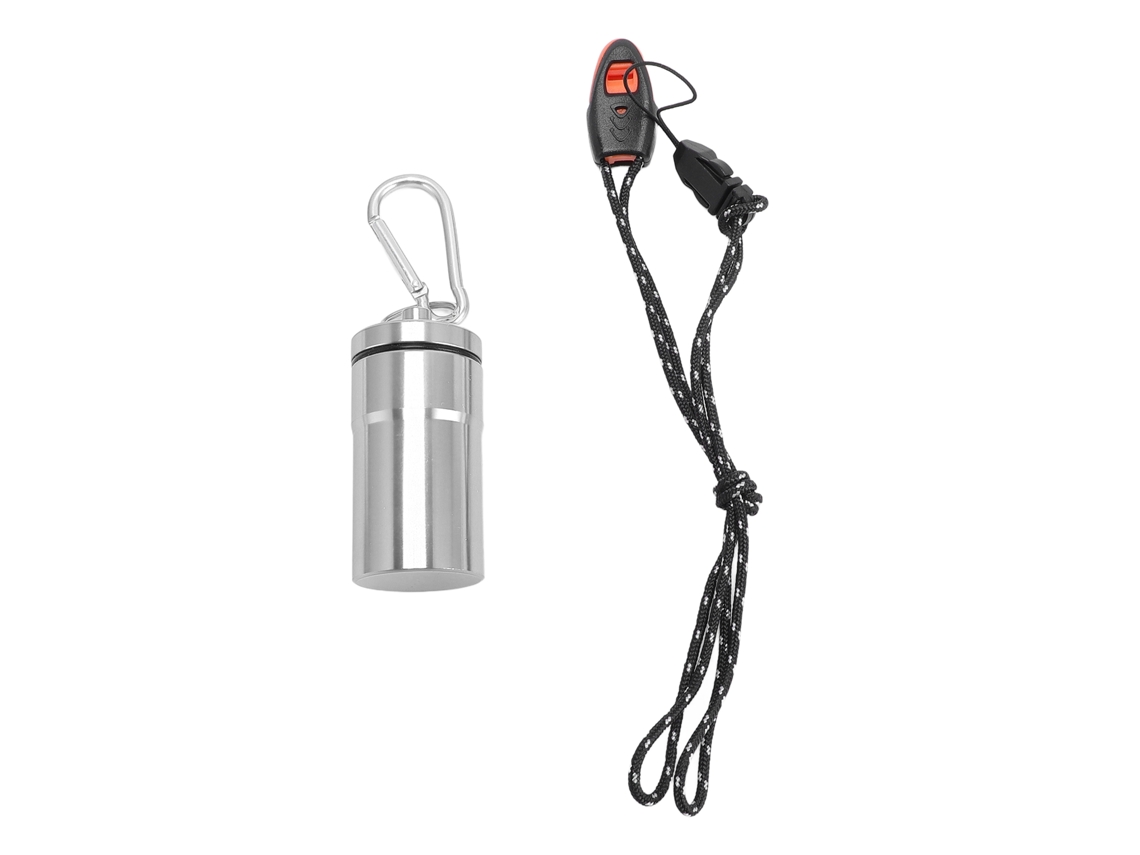 Tubo De Almacenamiento Pequeño Aluminio Impermeable Llavero Para Camping Viaje Exterior Plata