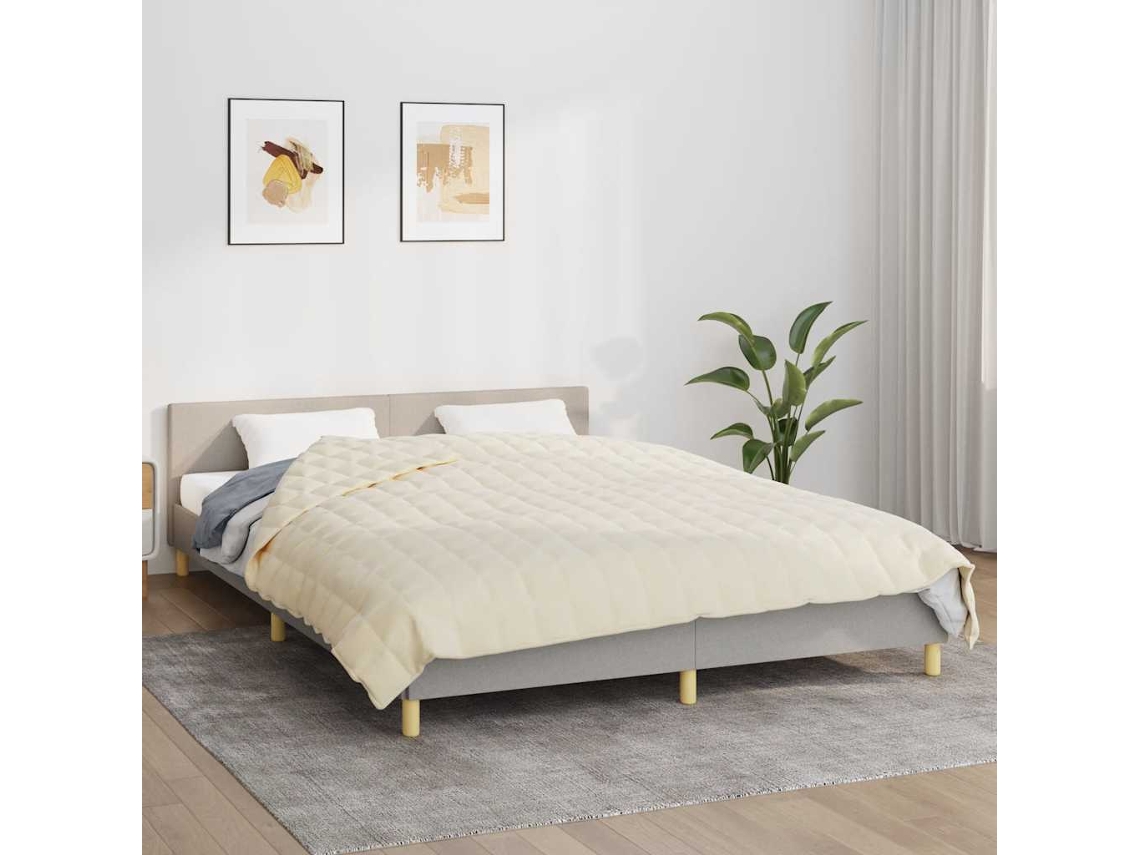 Vidaxl Manta Pesada 15 Kg 220x235 Cm Tecido Creme-claro