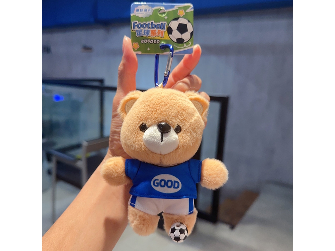 Chaveiro Urso Peluche Copa do Mundo 2026, camisola azul Good, acessório adepto, pendente macio STELASPLEN