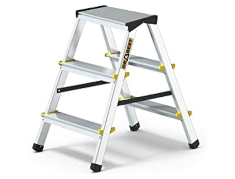DRABEST Banqueta de Alumínio Série Pro 2X 3 Degraus Duplo Antiderrapante Banqueta Doméstica Leve
