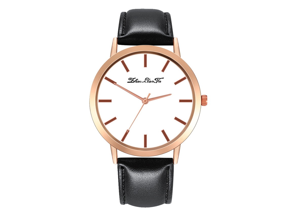 Relógio de Pulso Feminino Analógico de Quartzo com Pulseira Pu Estilo Clássico (preto)