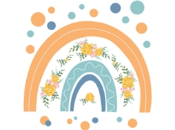 Adesivos Arco-Íris e Flores Decoração Boho para Quarto Infantil RNEMITERY