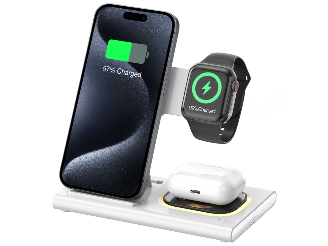 Estação de Carregamento Produtos Sem Fio Rápido Leve Viagens para Apple CHRONUS Branco