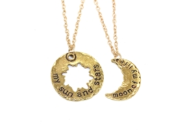 Colar Pingente Lua Estrelas Liga Feminino Moda Presente Worten