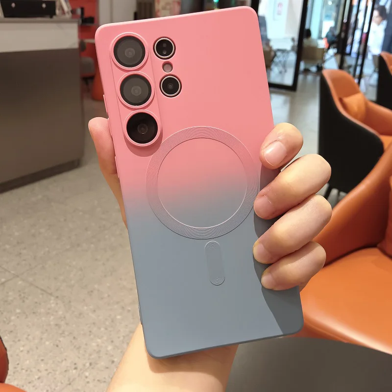 Capa Protetora Samsung Magsafe (rosa/cinza) Com Lente Da Câmera Degradê.